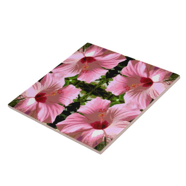 Azulejo De Cerámica Patrón Hibiscus rosa (Lado)