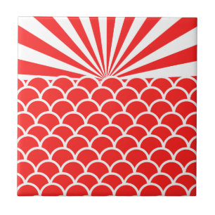 Azulejo De Cerámica Patrón inspirado en el Sol rojo japonés