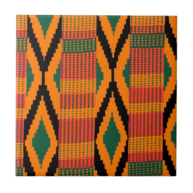 Azulejo De Cerámica Patrón Kente (Frente)