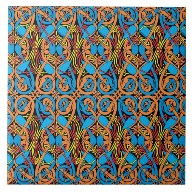 Azulejo De Cerámica Patrón Lindisfarne de animales de Knot celta (Frente)