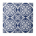 Azulejo De Cerámica Patrón marroquí azul y blanco<br><div class="desc">Elegante estampado marroquí azul y blanco. Este diseño está disponible en una variedad de colores y productos.</div>