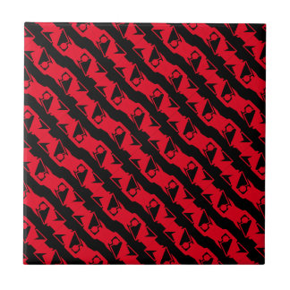 Azulejo De Cerámica Patrón moderno único y Guay negro y brillante rojo