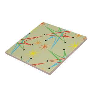 Azulejo De Cerámica Patrón multicolor retro de arranque atómico