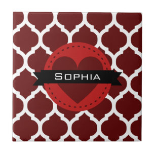 Azulejo De Cerámica Patrón negro rojo de letalidad marroquí