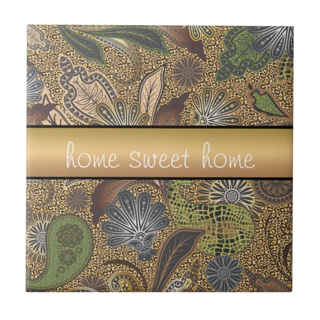 Azulejo De Cerámica Patrón Paisley de impresión animal (Frente)