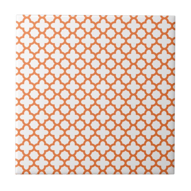 Azulejo De Cerámica Patrón Quatrefoil naranja (Frente)