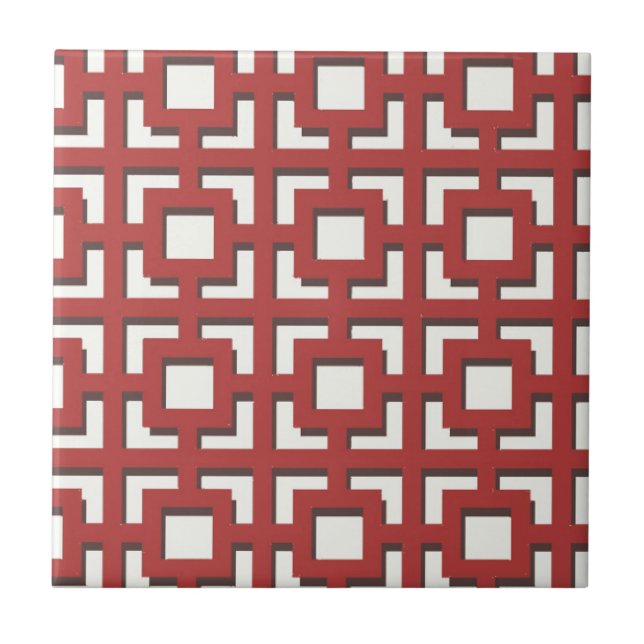 Azulejo De Cerámica Patrón rojo (Frente)