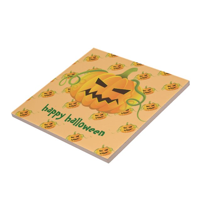 Azulejo De Cerámica Patrón sin soldadura de calabaza de Halloween nara (Lado)