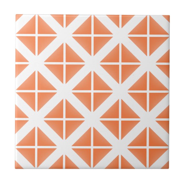 Azulejo De Cerámica Patrón triangular de moda naranja (Frente)