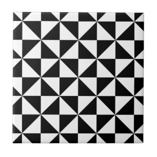 Azulejo De Cerámica Patrón triángulo blanco y negro