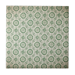 Azulejo De Cerámica Patrón verde retro, también conocido como indio fu
