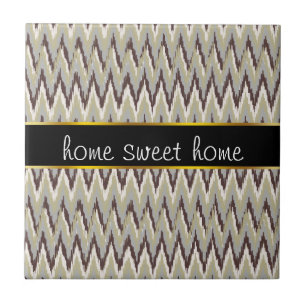 Azulejo De Cerámica Patrón ZigZag de café y salvia