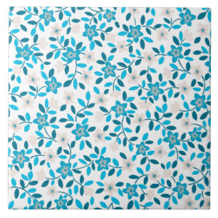 Azulejo De Cerámica Patrones de flores de primavera sin fisuras azules