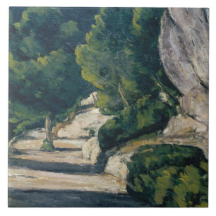 Azulejo De Cerámica Paul Cezanne - Paisaje. Carretera con árboles en r