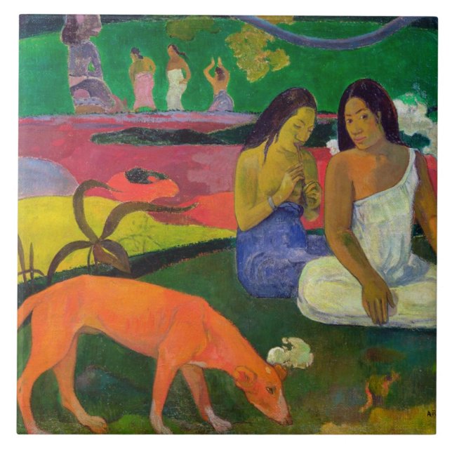 Azulejo De Cerámica Paul Gauguin el | Arearea (el perro rojo), 1892 (Frente)