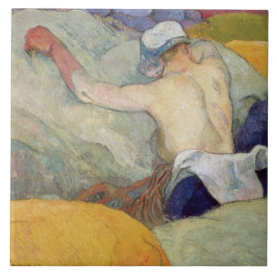 Azulejo De Cerámica Paul Gauguin el   en el calor, o los cerdos, 1888