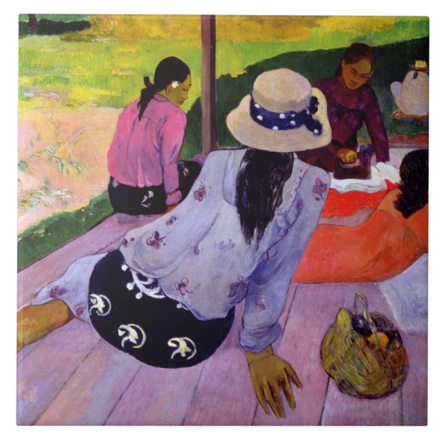 Azulejo De Cerámica Paul Gauguin el | la siesta, 1891-2 (aceite en (Frente)