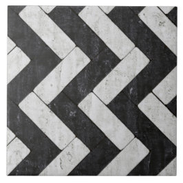 Azulejo De Cerámica Pavimentadoras blancas y negras del zigzag del