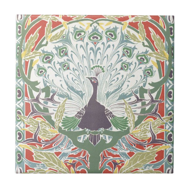 Azulejo De Cerámica Pavo real Nouveeau (Frente)