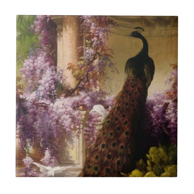 Azulejo De Cerámica Peacock de época (Frente)