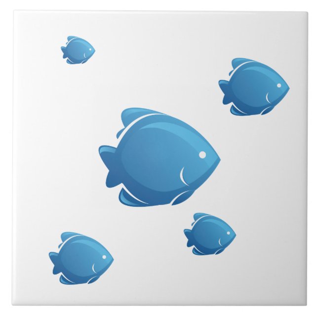 Azulejo De Cerámica Peces Azules (Frente)
