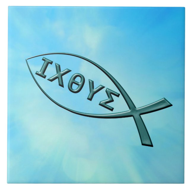 Azulejo De Cerámica Peces Jesús - Peces cristiano (Frente)