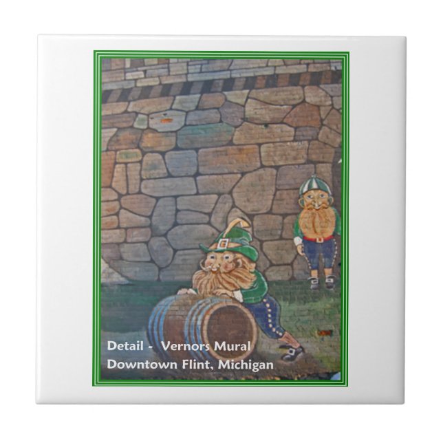 Azulejo De Cerámica Pedernal, detalle del mural de Vernors (Frente)