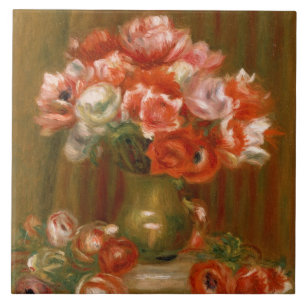Azulejo De Cerámica Pedro anémonas de Renoir un