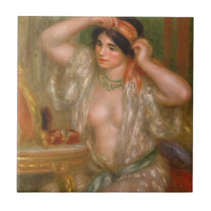 Azulejo De Cerámica Pedro Auguste Renoir el   Gabrielle en el espejo