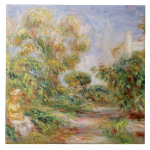 Azulejo De Cerámica Pedro una mujer de Renoir el   en un paisaje