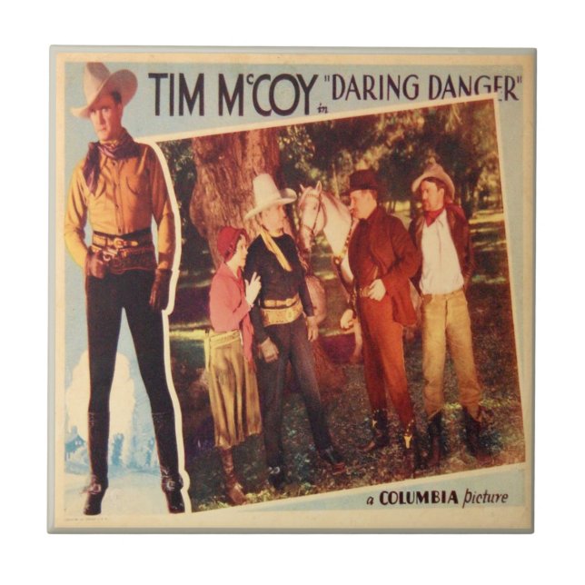 Azulejo De Cerámica Peligro atrevido del cartel de película occidental (Frente)