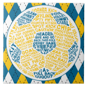 Azulejo De Cerámica Pelota de fútbol tipográfica