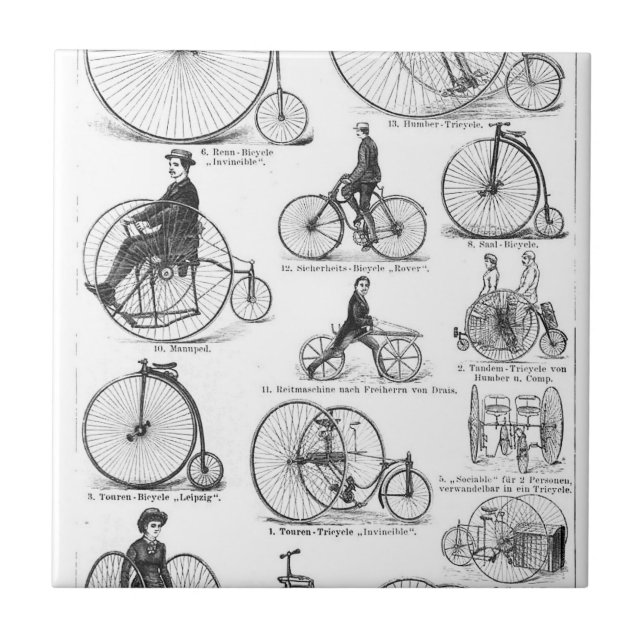 Azulejo De Cerámica Penny Farthing (Frente)