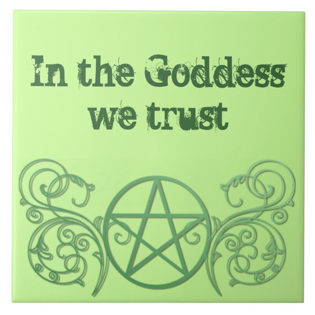 Azulejo De Cerámica Pentáculo verde con florecimiento (Frente)