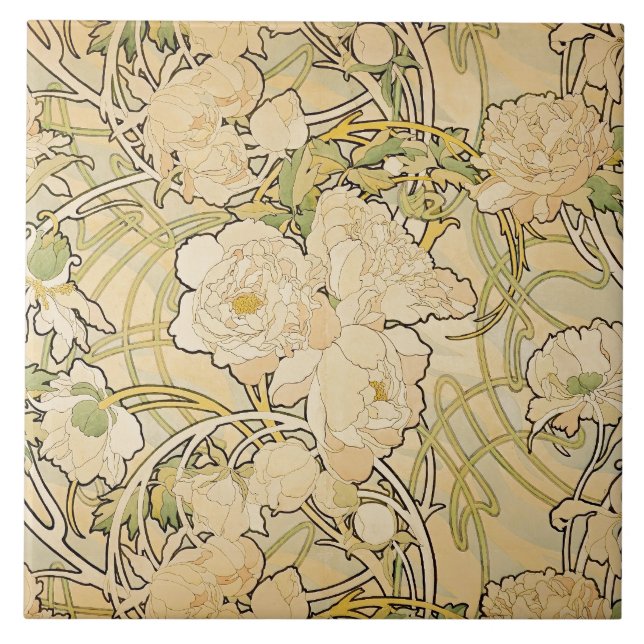 Azulejo De Cerámica Peonies amarillos (Frente)