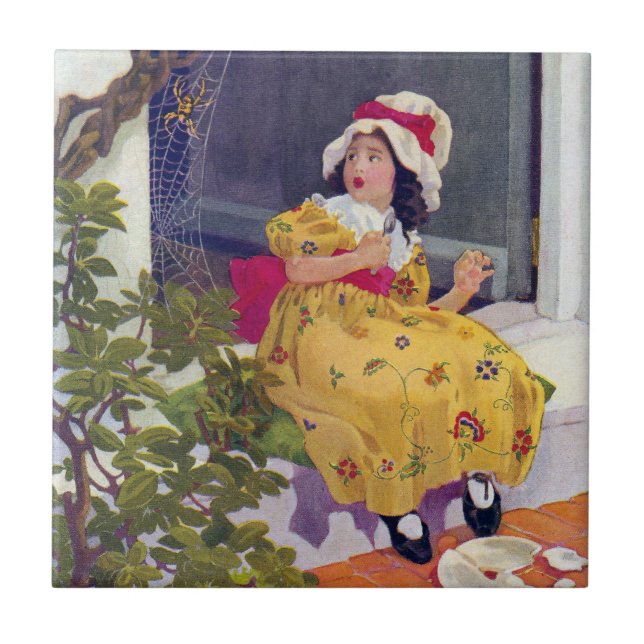 Azulejo De Cerámica Pequeña poesía infantil de Srta. Muffet (Frente)