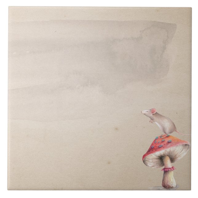 Azulejo De Cerámica Pequeña seta del ratón (Frente)