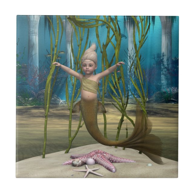 Azulejo De Cerámica Pequeña sirena (Frente)