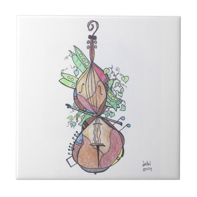 Azulejo De Cerámica pequeña teja:  violoncelo (Frente)