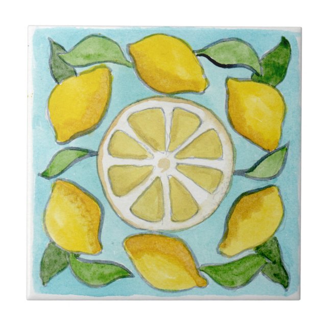 Azulejo de cerámica pequeño estilo siciliano “Limo (Frente)