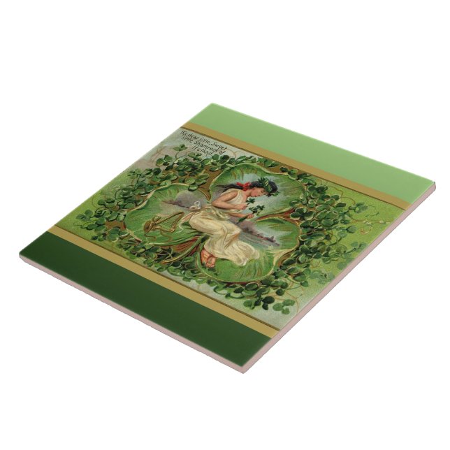 Azulejo De Cerámica Pequeño trébol dulce (Lado)