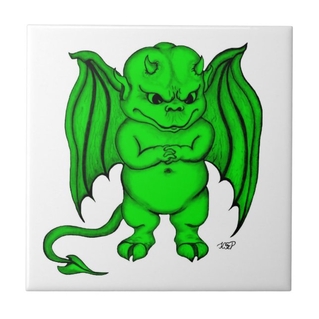 Azulejo De Cerámica Pequeño y desagradable diablo (Frente)