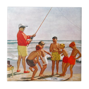Azulejo De Cerámica Pequeños pescados grandes de poste de Richard