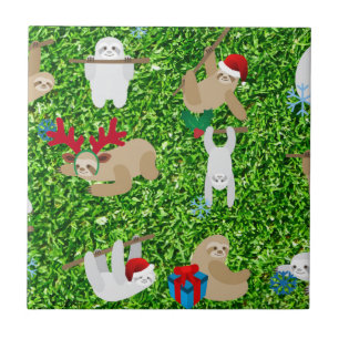 Azulejo De Cerámica pereza de Navidad