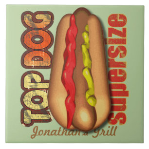 Azulejo De Cerámica Perrito caliente del perro superior personalizado