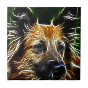 Azulejo De Cerámica Perro de pastor alemán de aligeramiento