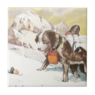Azulejo De Cerámica Perro de St Bernard al rescate