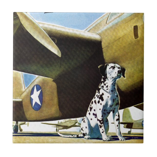 Azulejo De Cerámica Perro del ejército (Frente)
