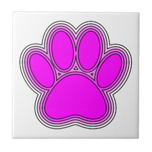 Azulejo De Cerámica Perro Paw En Rosa Con Salidas