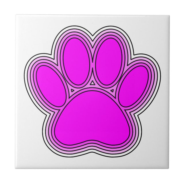 Azulejo De Cerámica Perro Paw En Rosa Con Salidas (Frente)
